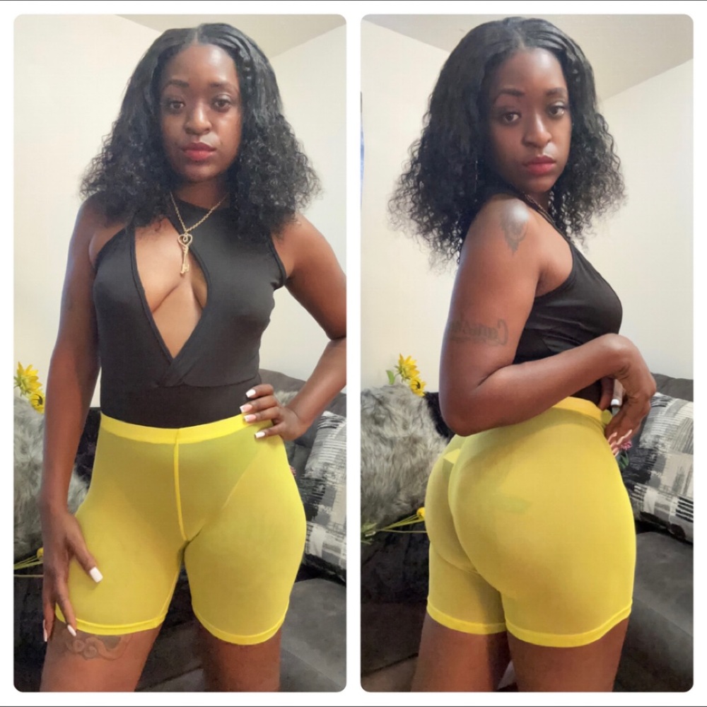 Neon colored sheer summer shorts